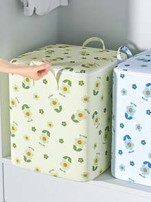 Large Capacity Flower Storage Boxes With Flip-Top Lids & Handles Portable Dustproof Clothes Storage Bags Flower Pattern Organizer Blanket Bedding Comforters Organizer For Bedroom And Closet Bedroom Home Essentials Accessories - Multicolor - View 2