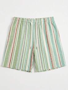 Men's Summer Crew Neck Casual T-Shirt And Casual Shorts Loungewear Set - Olive Green - View 4