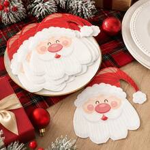 40 st tecknade servetter formade som jultomtehuvuden, Merry Christmas, bordsdekoration för hemmet, lämpliga för jul- och nyårsparty, även för födelsedag, bröllop, restaurang och sammankomst - Flerfärgad - Visa 5