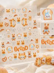 1 Metal Nail Art Luxury Sticker, Popular On Little Red Book, Cute Ribbon Nail Charm Sticker, Bunny Bread Sticker, Decorative Nail Art Sticker - Multicolor - View 7