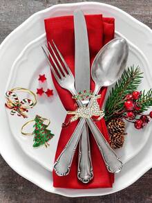 6pcs Elegant Gold Napkin Rings, Versatile Table Decor For Christmas, Thanksgiving, Easter And Birthday - Multicolor - View 5
