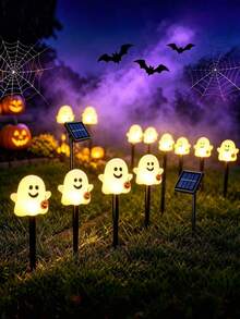 Halloween Ghost Solar Powered Lawn Light, Outdoor Waterproof Cute Ghost Garden Decor Light, Suitable For Halloween Party Outdoor Garden, Yard, Fence, Steps And Patio - Ghost - View 7