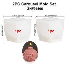 1/2PCS Carousel Horse Sphere Candle Silicone Mold Set, Vintage Rotating Horse Ball Aromatherapy Candle Mould For DIY Handmade Soap, Resin Gypsum Diffuser Stone, Home Decor Holiday Gift - Carousel - View 12
