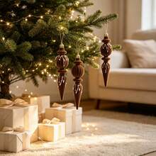 6Pcs Velvet Icicle Ornaments For Christmas Tree Holiday Hanging Decorations - Chocolate - View 5