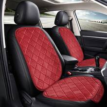 New Front Row Single Seat Car Cushion, Featuring Exquisite Ruyi Square Design, Single Seat Suitable For Front Row, Plush Material, Comfortable And Warm, Easy Installation, All-Season Use, Compatible With Multiple Car Models - Ruyi Checkered Pattern - View 2