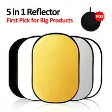 New Style 5‑In‑1 Oval Collapsible Photography Reflector Board 60*90cm Multi‑Disc Fill Light Diffuser 90x120cm Outdoor Studio Live Streaming Lighting Kits Photography Backdrop Props Accessories - View 1