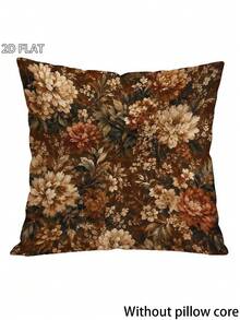 1/2/4pcs Vintage Floral Square Pillow Cover,Elegant Earthy Color Palette, Soft Durable Material, Ideal For Bedroom/Living Room Decor, Adds Retro Charm To Home Space - Khaki - View 2