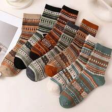7 Pairs Vintage Patterned Men's Mid-Calf Socks, Suitable For Basic Autumn Outfits, Gift Idea - Multicolor - View 4