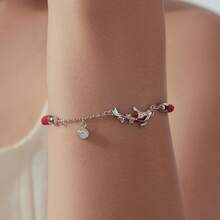 Bamoer 925 Sterling Silver Koi Fish Red String Bracelet, Lucky Fortune Adjustable Red Rope Bracelet For Women With Gift Box - Silver - View 2