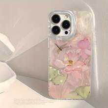 1pc Feather Tulle Shell IMD Lens Protection Anti-Fall Gradient Pink Lotus Dragonfly Pattern Personalized Phone Case Compatible With IPhone 16 Pro Max/17/16/15/14 Plus/13/12/11/Air And Series - Multicolor - View 2