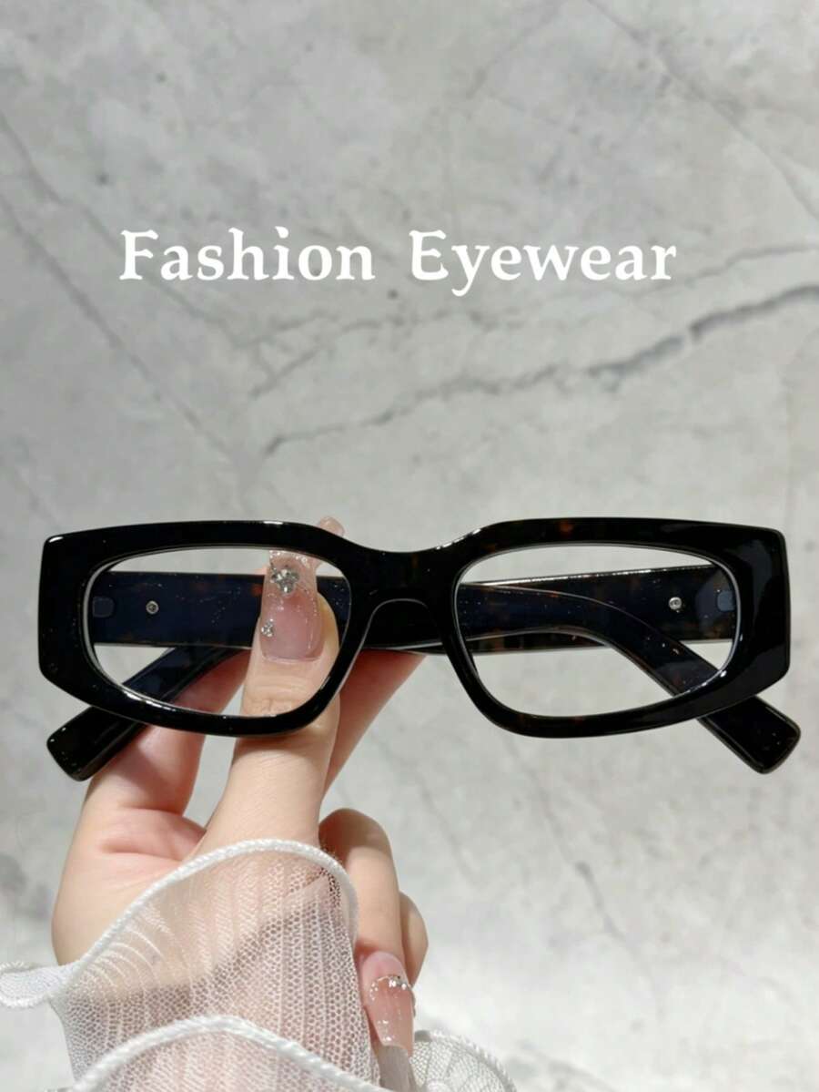 1 Buah Kacamata Dekoratif Bingkai Persegi Kecil Vintage Niche Gaya Y2K Hot Girl Unisex - Clear - View 1