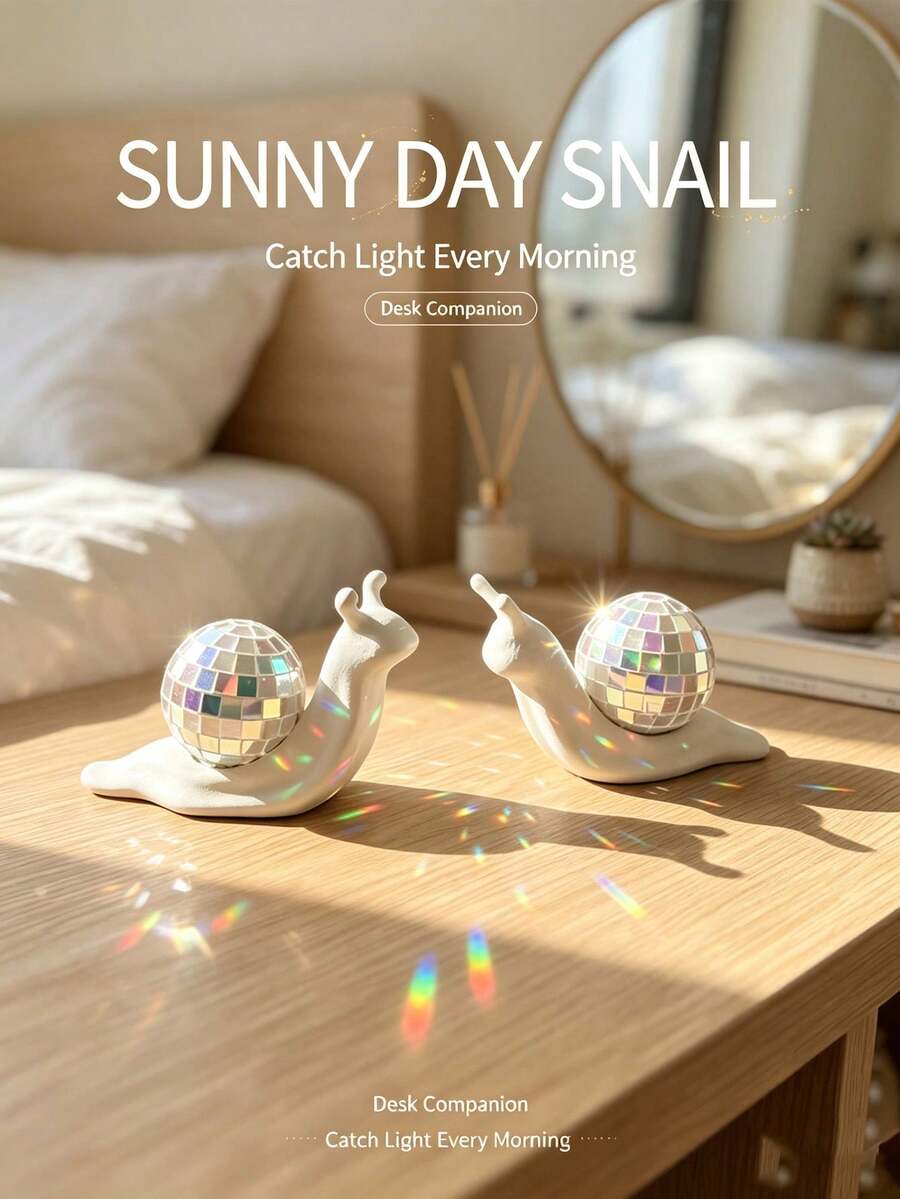 Snail Disco Ball Sun Catcher, Indoor Windowsill Spotlight Creative Desktop Decoration, Suitable For Living Room, Kitchen, Bedroom, Dining Room, Garden, Home Decor Ornament - Multicolor - View 1