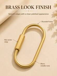 1pc Brass Screw Lock Key Ring, Universal Brass Key Clip, Minimalist Key Ring Carabiner Keychain, Unisex Car Key Ring Bag Pendant, Y2K - A - View 7