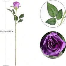 1/5/9/12/20/40pcs Deep Purple 20 Inch Artificial Roses, High Quality Faux Roses, Suitable For Home Decor, Room Decor, Table Decor, Wedding Decor, Bridal Bouquet, Wrist Corsage, Floral Arrangement. Suitable For Home, Restaurant, Bedroom, Vase Decoration. - Dark Purple - View 2