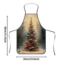 1pc Christmas Forest Snowy Scene Glowing Christmas Tree Print Apron, Featuring Snow-Covered Christmas Tree With Warm Light Decorations, Durable Cooking Apron Suitable For Bakers, Cake Decorators, BBQ Enthusiasts, Gardeners, Painters, Nail Artists - Perfect Gift For Home And Professional Chefs - Multicolor - View 13