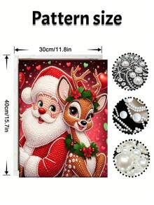 Framed DIY Pearl Painting Set, Handmade Self-Adhesive Pearls, Santa Claus Creative Pattern, Handmade Holiday Gifts, Home Wall Decoration Painting, Pearl Painting With Frame - With Frame - View 7