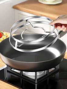 1 pieza Estante de acero inoxidable para ollas, Estante de almacenamiento para encimera de cocina, Estante multiusos para vapor, Alfombrilla aislante de calor para ollas, Organizador de utensilios de cocina y tapas de ollas - Ver 2