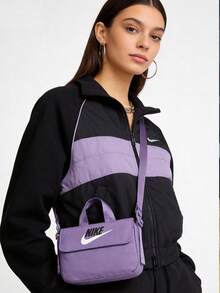 Tas Selempang Nike Wanita Bahan Poliester dengan Tali Bahu yang Dapat Diatur, Motif Bunga Hydrangea, Tas Bahu Sehari-hari FQ5815-515 - Mauve Purple - View 1