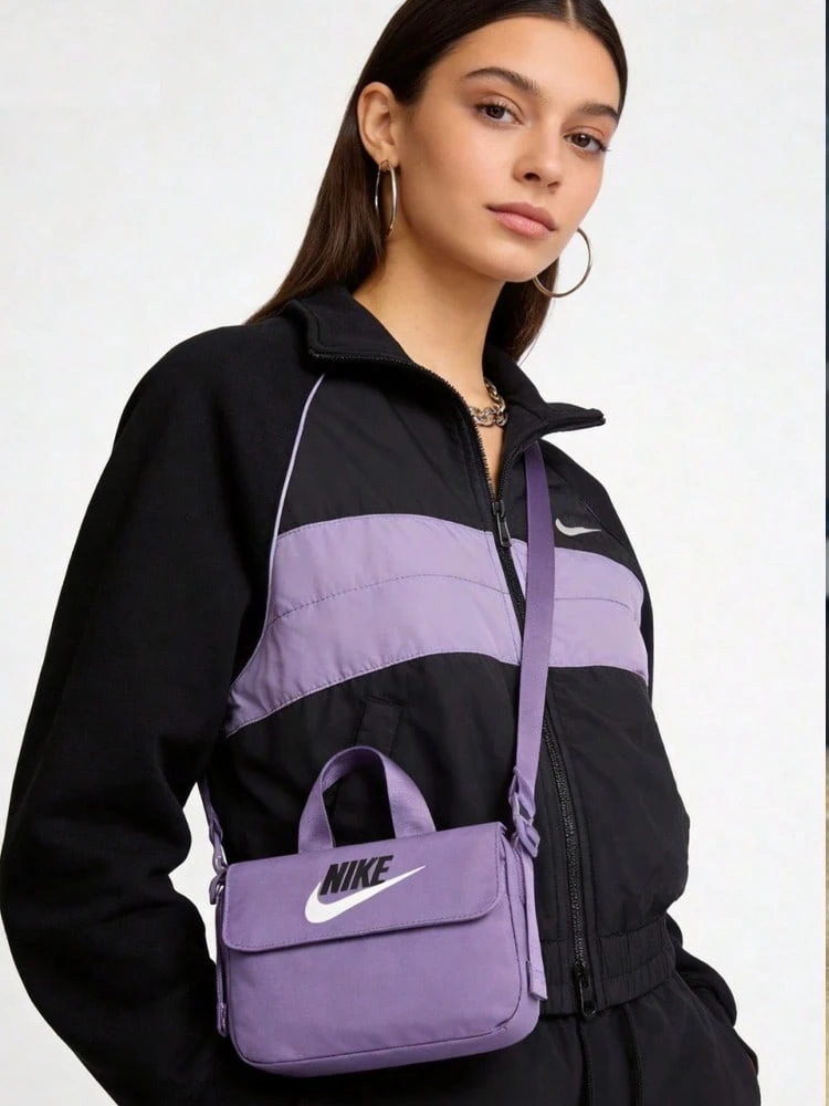 Tas Selempang Nike Wanita Bahan Poliester dengan Tali Bahu yang Dapat Diatur, Motif Bunga Hydrangea, Tas Bahu Sehari-hari FQ5815-515 - Mauve Purple - View 1