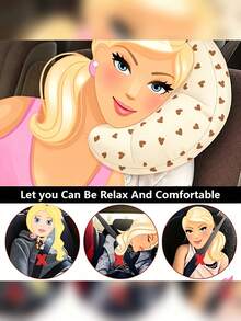 Cute Sweet Style Neck & Shoulder & Chin Support Neck Pillow, Sleep-Aid Car Seatbelt Travel Pillow, Suitable For Road Trips, Highway Driving, Daily Commuting, All-Season Use, Car Interior Rest Accessory - Multiple Styles - View 10