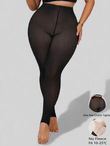 1pc 100g Plus Size Women's Autumn/Winter Thick Stirrup Tights, Elastic Versatile Leggings, Soft Comfortable Stirrup Pants, Suitable For Office Wear, Halloween & Christmas, Temperature 10-25°C - Black - View 2