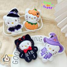 SANRIO 1 Pc Halloween Cartoon Cat Plush Doll, Cute Witch Pumpkin Skeleton Costume Stuffed PlushToy, Kawaii Gothic Fall Decor, Soft Mini Character Dol, Backpack Bag Pendant, Halloween PartyDecoration, Birthday Gift & Collectible Ornament - Multicolor - View 4