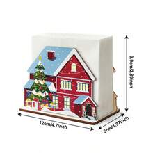 2styles Christmas Wooden Napkin Holder, Santa Claus & Winter House Pattern Desktop Tissue Storage Rack, Xmas Dining Table Centerpiece, Festive Home Party Decor, Christmas Gift - One Size - View 5