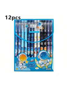 6/12 PCS Pulpen Lurus Astronot Kemasan Kotak Pulpen Netral yang Dapat Dihapus dengan Panas Estetika Tinggi Kartun Hadiah untuk Pelajar Alat Tulis Lintas Negara - MultiWarna - View 4