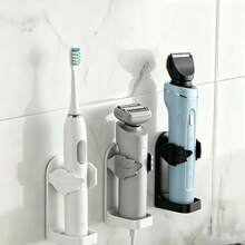 3pcs Wall-Mounted Razor Holder (Includes Double-Sided Adhesive), Self-Adhesive Waterproof Bathroom Razor And Toothbrush Storage Box, Durable Material, Easy Installation (No Drilling Required), Shower Razor Holder, Bathroom Accessories, Space-Saving - Black - View 2