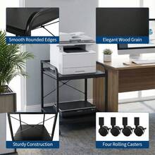 Techigher 2-Tier Printer Stand With Height Adjustable Shelf, Under Desk Rolling Printer Table With Lockable Wheels For Home Office Storage - Multicolor - View 2