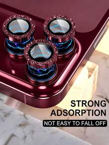 3 Packs Glitter Camera Lens Protectors Compatible With Iphone 18 Pro/18 Pro Max, 9H Tempered Glass Camera Cover Screen Protector With Metal Decorative Ring (Glitter Burgundy) - Burgundy - View 2