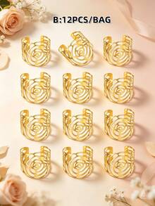 1pc/6pcs/12pcs Creative Napkin Rings, Decorative Napkin Holders For Birthday, Farmhouse, Wedding, Restaurant, Hotel, Valentine's Day, Banquet, Buffet Table Decor, Party Supplies, Home Kitchen Table Decoration - Multicolor - View 24