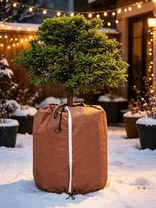 1pc Plant Protection Cover, Zipper & Drawstring Design, Potted Plant Protection Cover, Suitable For Outdoor Shrubs And Flowers, Potted Plant Warmth & Frost Protection Bag, Anti-Freeze Bag, Winter Flower Pot Plant Insulation Cover, Garden Supplies, Keep Roots And Plants Warm Inside The Bucket - Multiple Styles - View 5