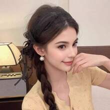 1/2/3/6件組 女款黑色蕾絲仙女髮箍，超柔軟海綿材質，時尚百搭，優雅簡約，適合日常配戴 - 黑色 - 查看 6
