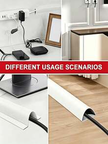 2pcs Flexible Cable Organizer, 39.37 Inch Matte White Cable Sleeve, Drill-Free Self-Adhesive Corner Cable Management Channel, Anti-Trip Cable Hider, Suitable For Rental Housing - Multiple Styles - View 6