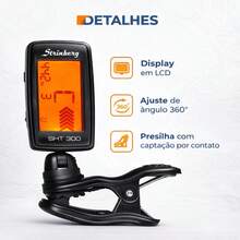 Afinador Clip Strinberg Sht300 Cromático Violão Guitarra Bai - Preto - Visão 3