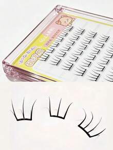 Korean Girl Group Style Self-Adhesive False Eyelashes, Multi-Specification 108/60/48/36 Clusters, Glue-Free C-Curl Segmented False Eyelashes With Built-In Transparent Adhesive Strip, 9-12mm, Suitable For Beginners' Daily Makeup - View 3
