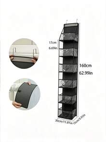 Bathroom Door Hanging Storage Bag, Multi-Purpose Door Back Organizer, Compartment Storage, Foldable Home Storage Bag, Wall-Mounted Multi-Layer Transparent Visible Storage Bag - Multicolor - View 12