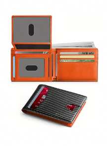 Men's RFID Blocking PU Leather Wallet ID Card Holder Billfold Pocket Wallet, Men's Wallet - Multicolor - View 12