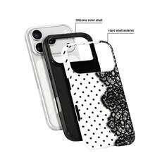 Koolife Lace Printed Phone Case, Smooth Hard Shell Design, Made Of TPU And Printing Material, Scratch-Resistant Durable Shockproof, Compatible With IPhone 11, 12, 13, 14, 15, 16, 17, 18 Series (Including Pro And Pro Max Versions), Great Gift Choice - Black and White - View 2