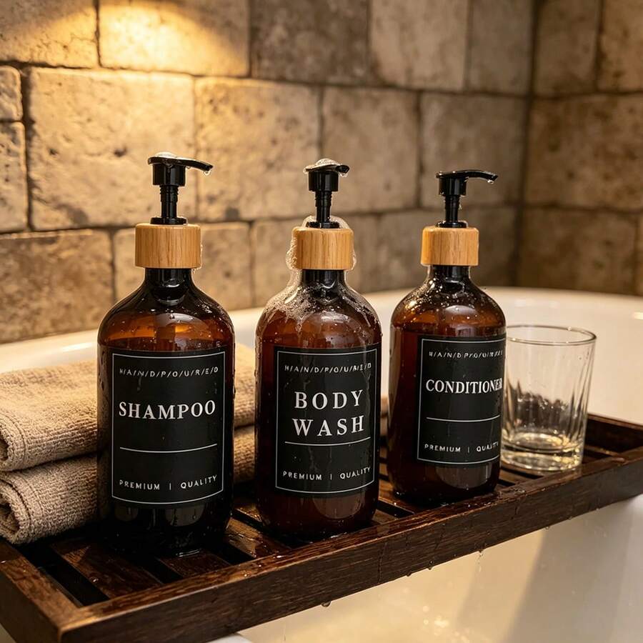 3pcs Shampoo Body Wash Dispenser 500ml, Empty Refillable Soap Dispenser Press Pump Bottles For Hair Conditioner Bathroom Shower Hotel Amenities - Long-necked Bottle - View 1