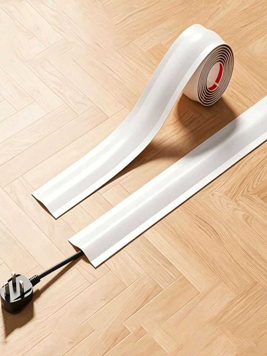 2pcs Flexible Cable Organizer, 39.37 Inch Matte White Cable Sleeve, Drill-Free Self-Adhesive Corner Cable Management Channel, Anti-Trip Cable Hider, Suitable For Rental Housing - Multiple Styles - View 1