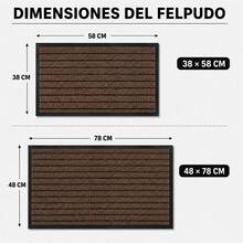 Felpudo Entrada Casa, Alfombrilla Retangular Absorbente con Base de Goma,Atrapa Suciedad y Humedad, para Interior y Exterior, Puerta, Pasillo y Terraza - PVC+POL. - rayas MARRON - Ver 5
