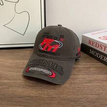 1pc Letter Street Polyester (Polyester) Embroidered Decor American Heavy Embroidery Baseball Cap Wide Brim Men Large Face Slimming High Street Baseball Cap Big Head Circumference Couple Brand Spring Summer Autumn Winter - Baseball Cap - View 2
