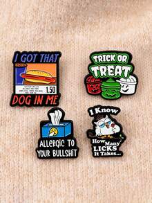 1pc European & American Funny Cartoon Quote Metal Alloy Quirky Pattern Brooch, Women's Daily Backpack Accessory - Multicolor - View 1