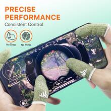 4 Packs Gaming Finger Sleeves Sharp Green Armor, Compatible With All Touchscreen Devices Silver Fiber Cover, High Sensitivity, Anti-Slip, Breathable, Gaming Finger Gloves Ideal For Sweaty Hands, /COD Mobile/FPS - Multicolor - View 5