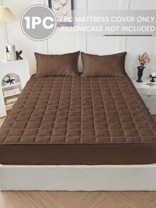 1pc Waterproof Fitted Sheet, Comfortable Mattress Protector, Brown Mattress Cover, Room Decor, Skin-Friendly & Breathable, Suitable For Twin/Full/Queen/King Bed, All Season, Machine Washable, Dorm Bedding, Back To School - Brown - View 3