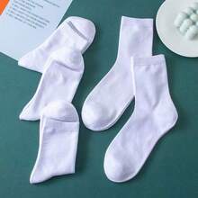 Cotton 6/10/15/20 Pairs Unisex Minimalist Solid Color Mid-Calf Socks - Multicolor - View 6