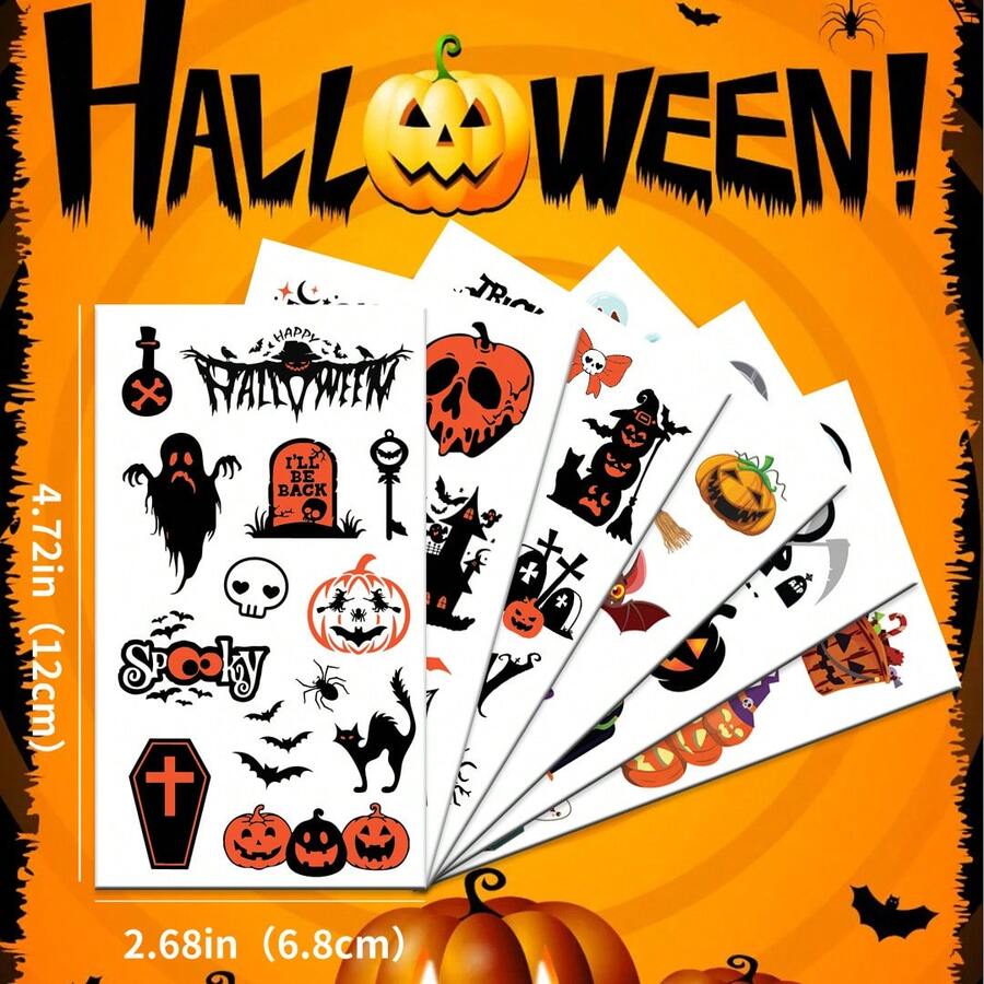 10pcs Dark Gothic Halloween Decorative Stickers Mixed Witch Skeleton Vampire Jack-O-Lantern Design Waterproof Stickers For Glass Surface Luggage Desktop Cosplay Party Atmosphere Decoration - View 1