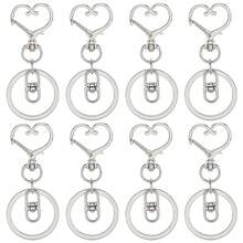8pcs Heart-Shaped Keychain Rings, Alloy Spring Buckle With 8-Figure Rotating Hook, Suitable For Keychain Making, DIY Crafts, Wallet And Handbag Accessories, Perfect For Gift Making - 8 Heart-shaped Flat Circle - View 8